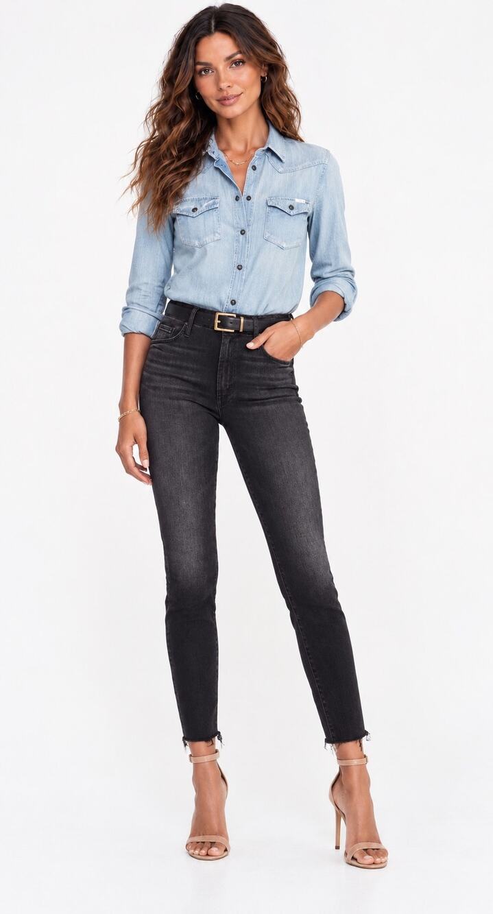 EUC Mother Denim High Waisted Looker Ankle Fray in Night Hawk 24